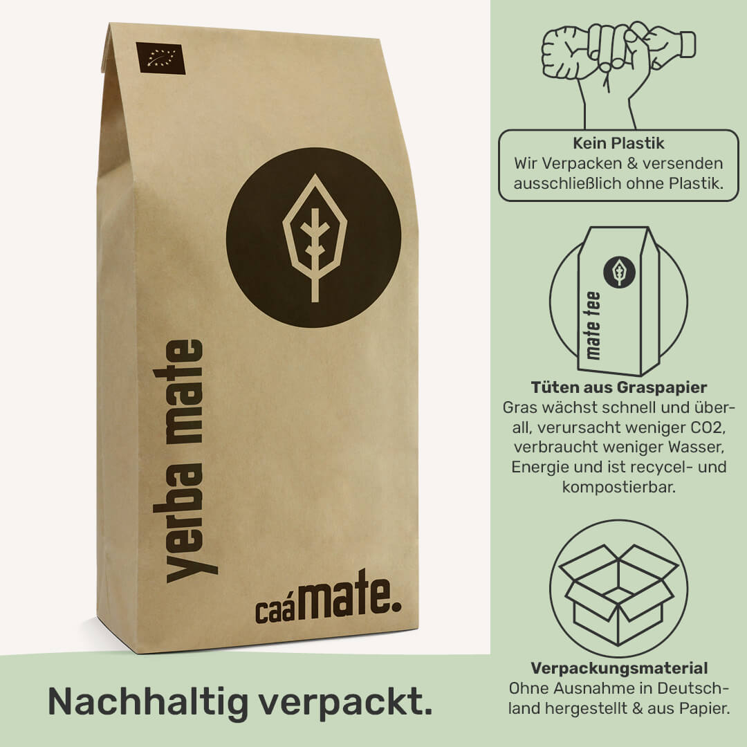 caámate yerba mate tee plastikfrei verpackt nachhaltiges Verpackungsmaterial