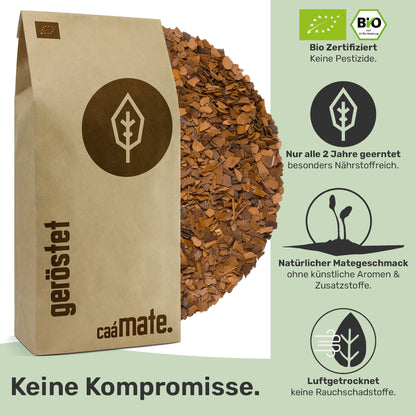 geröstet Mate Tee bio zertifiziert nur alle zwei jahre geerntet ohne künstliche Aromen und Zusatzstoffen Luftgetrocknet