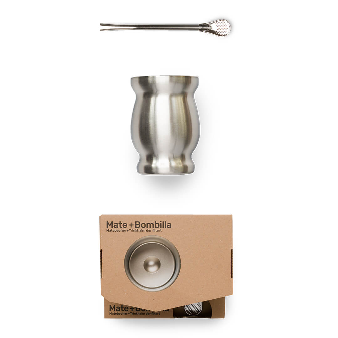 Mate Becher Edelstahl silber