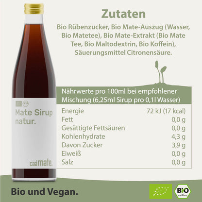 Zutaten Bio Mate Sirup Natur